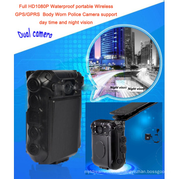 TFT-Bildschirm Mini HD1080P 30fps wasserdichte Infrarot-Nachtsicht-Wireless-Polizei-Videokamera mit GPS / GPRS